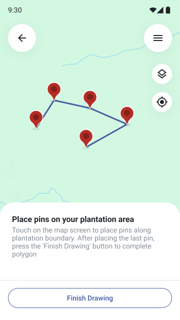 AgriTrace: pins along boundary