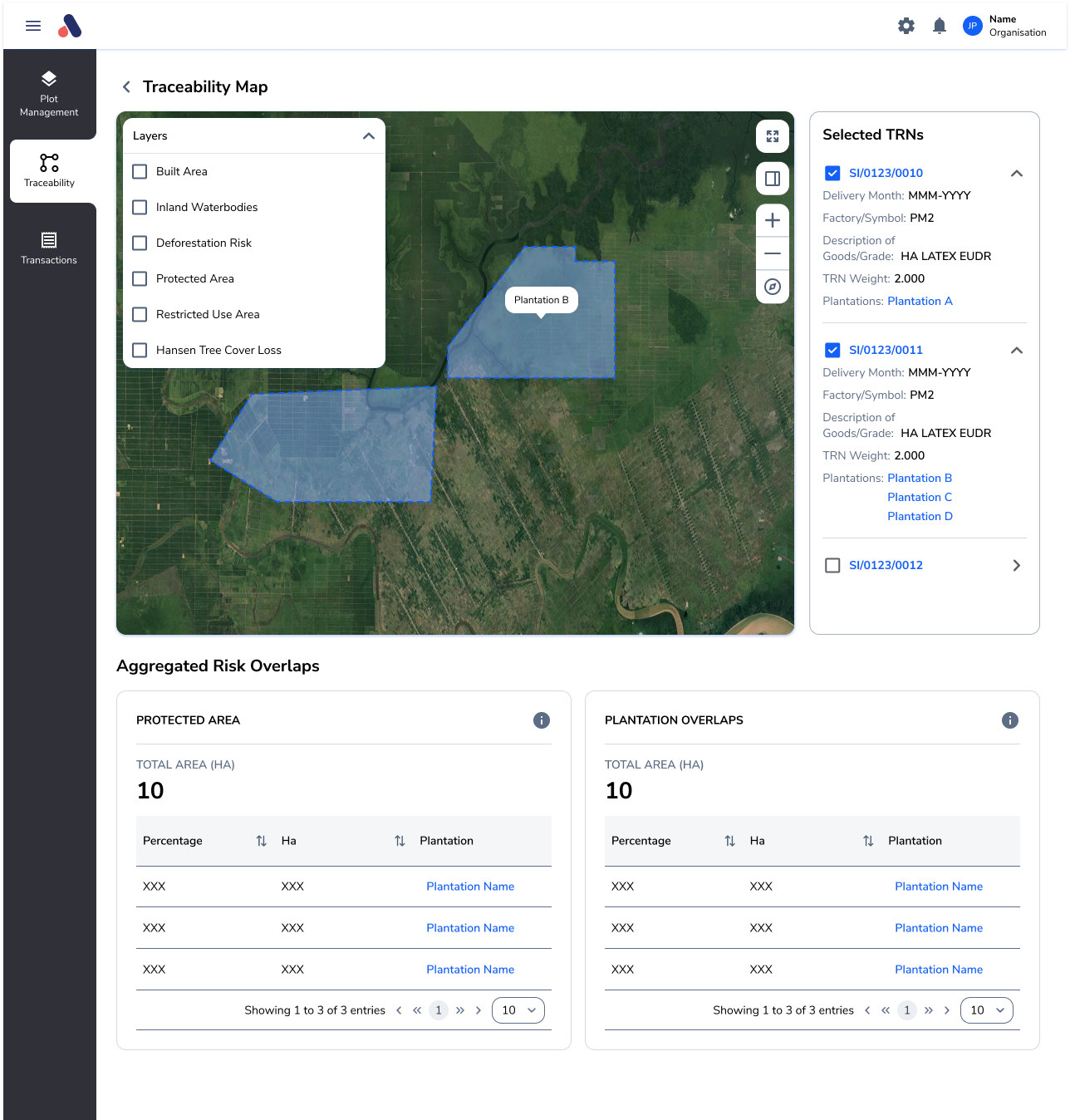 ARP traceability map before risk layers