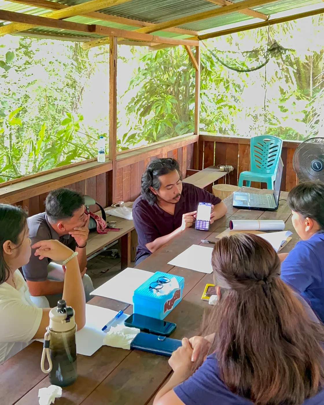 Field team training session on the AgriTrace app in Paoh Benua village