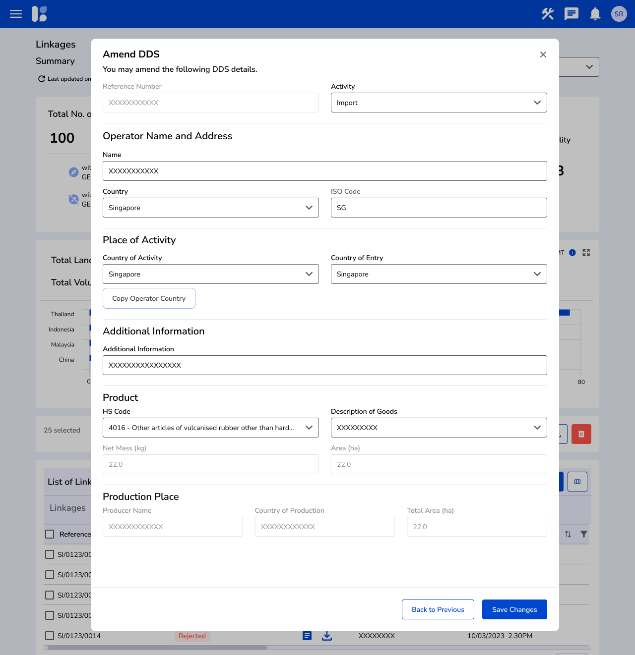 Amend / Withdraw Due Diligence Statement 